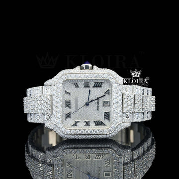 LuxeGrid Moissanite Diamond Watch 14K Gold VVS 24 Carat 42mm Front