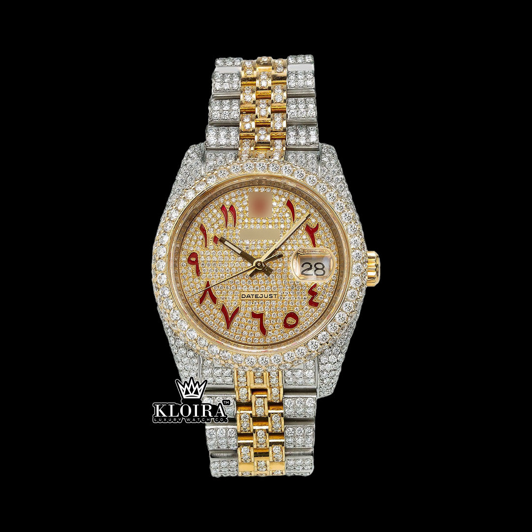 GoldFlare Moissanite Diamond Watch 14K Gold VVS 20 Carat 42mm Front