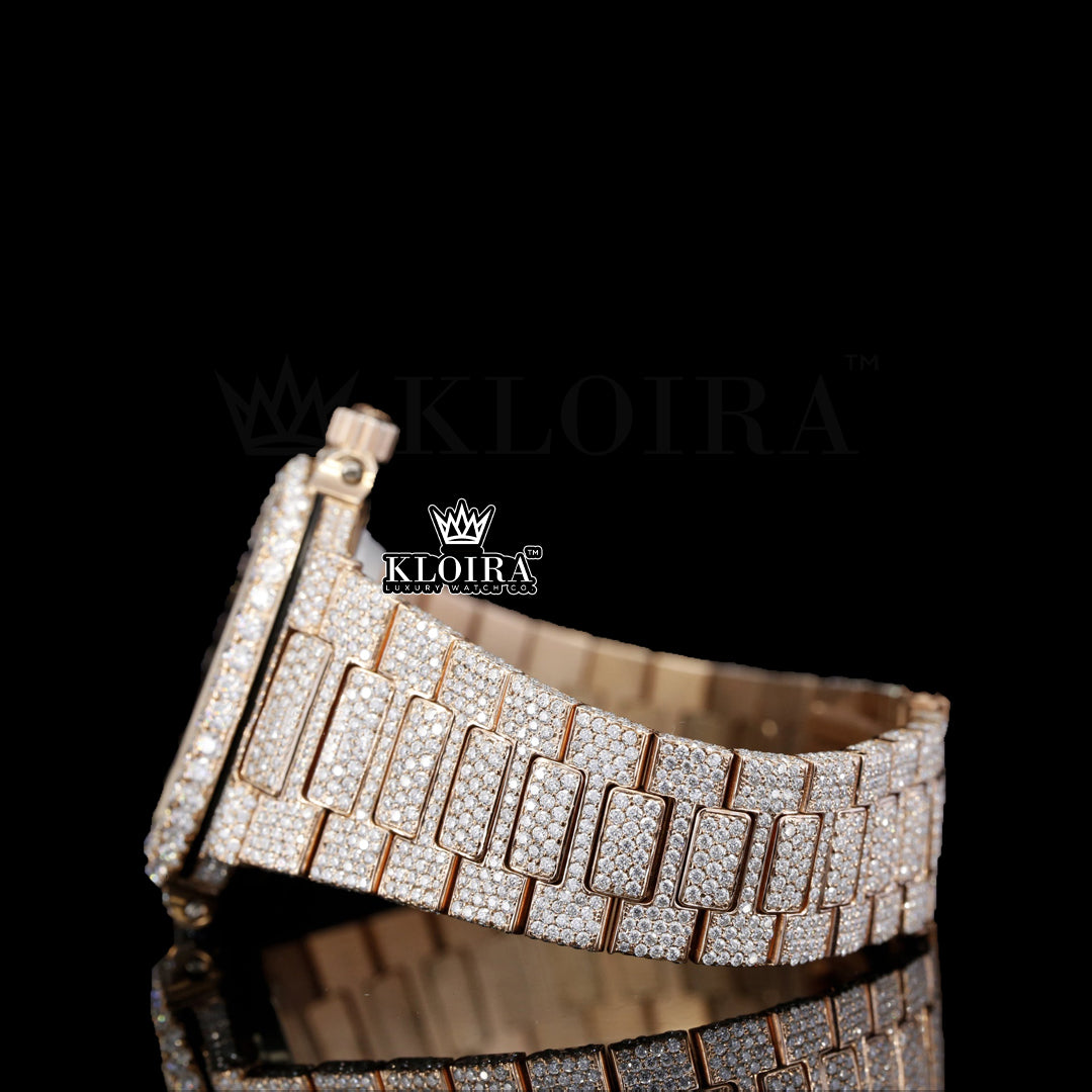 GoldenAura Moissanite Diamond Watch 14K Gold VVS 22 Carat 42mm Front