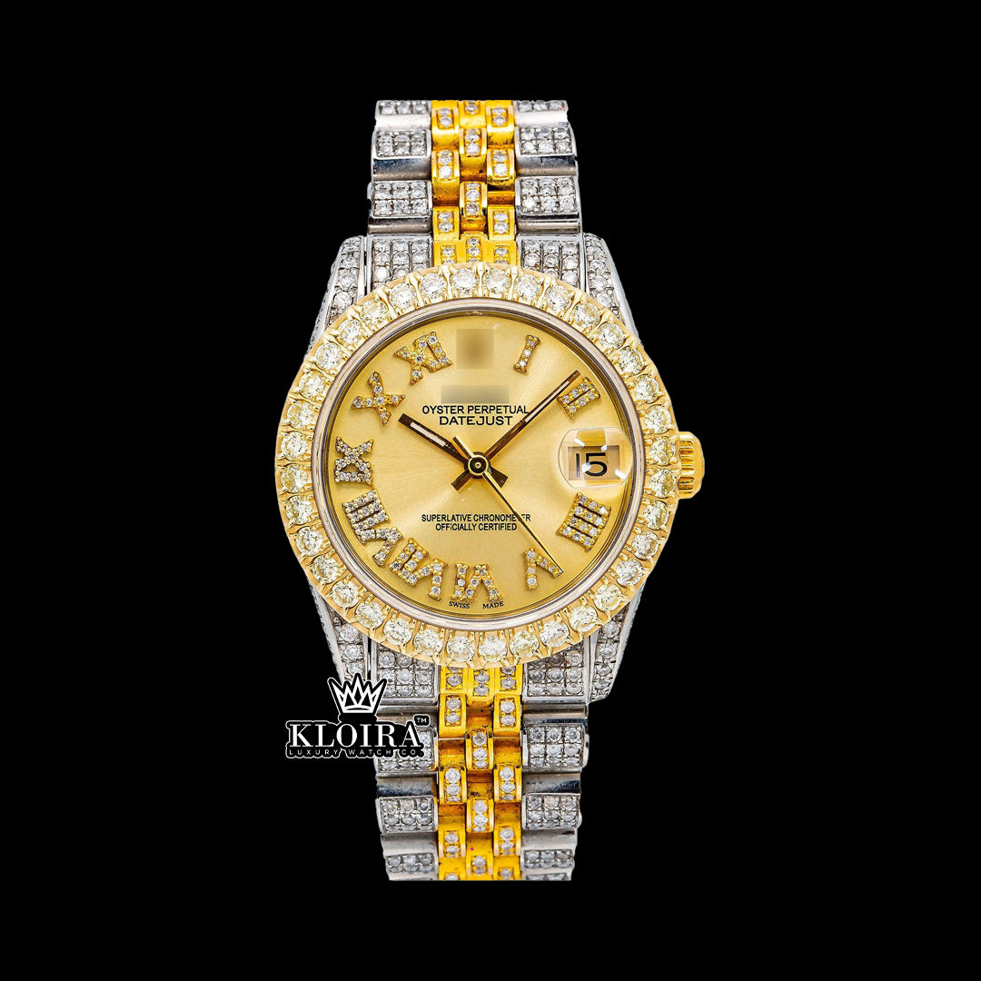 GoldenCharm Moissanite Diamond Watch Silver VVS 18 Carat 42mm Men Front