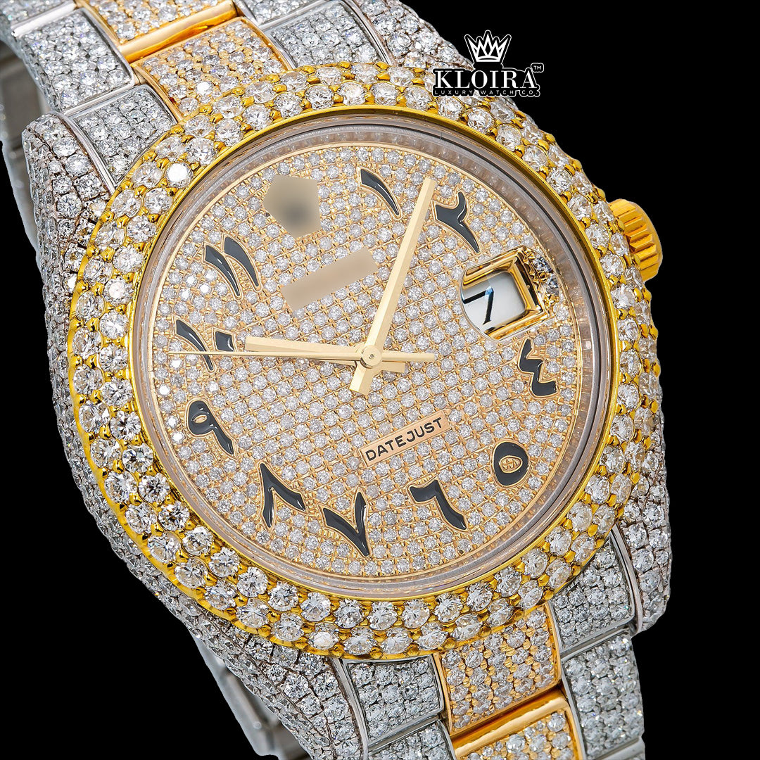 GoldenElegance Moissanite Diamond Watch Silver VVS 22 Carat 42mm Men Front