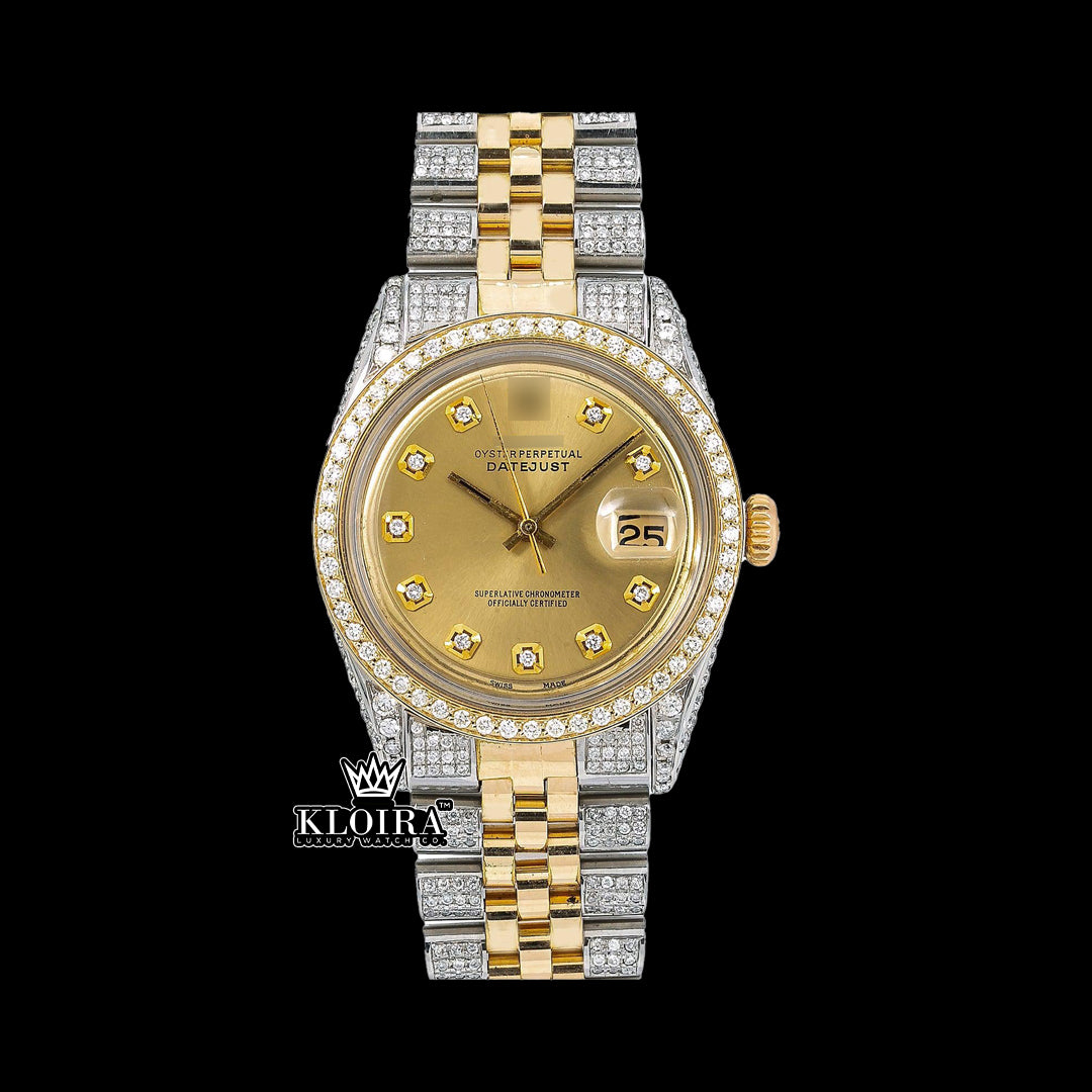 GoldenEra Moissanite Diamond Watch 14K Gold VVS 18 Carat 42mm Front
