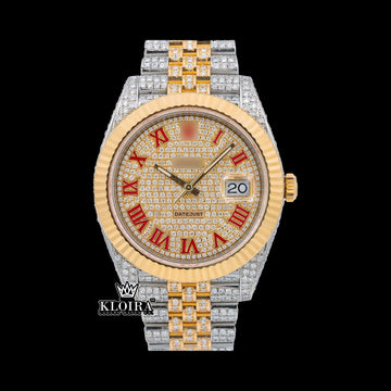 GoldenFlare Moissanite Diamond Watch 14K Gold VVS 20 Carat 42mm Front