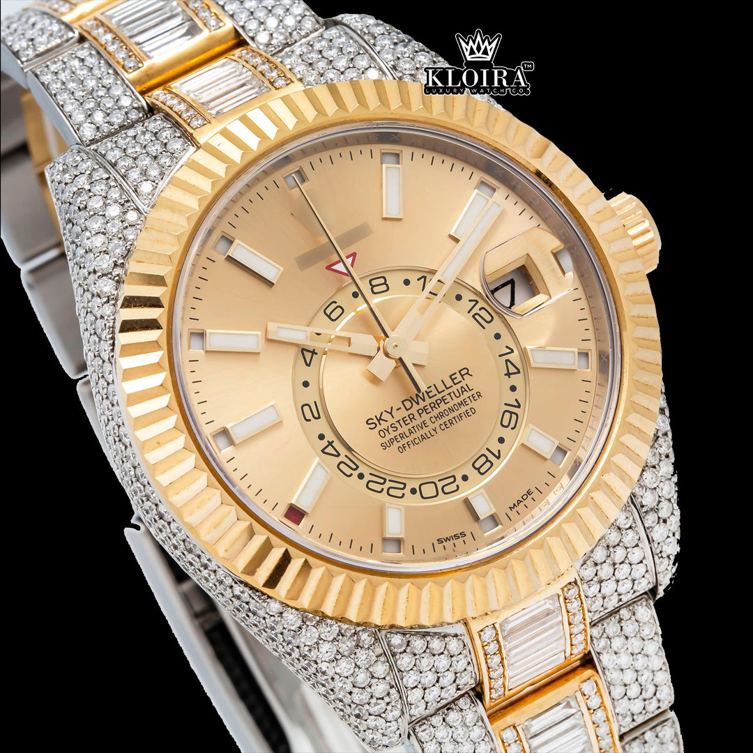 GoldenHour Moissanite Diamond Watch Silver VVS 18 Carat 42mm Men Front