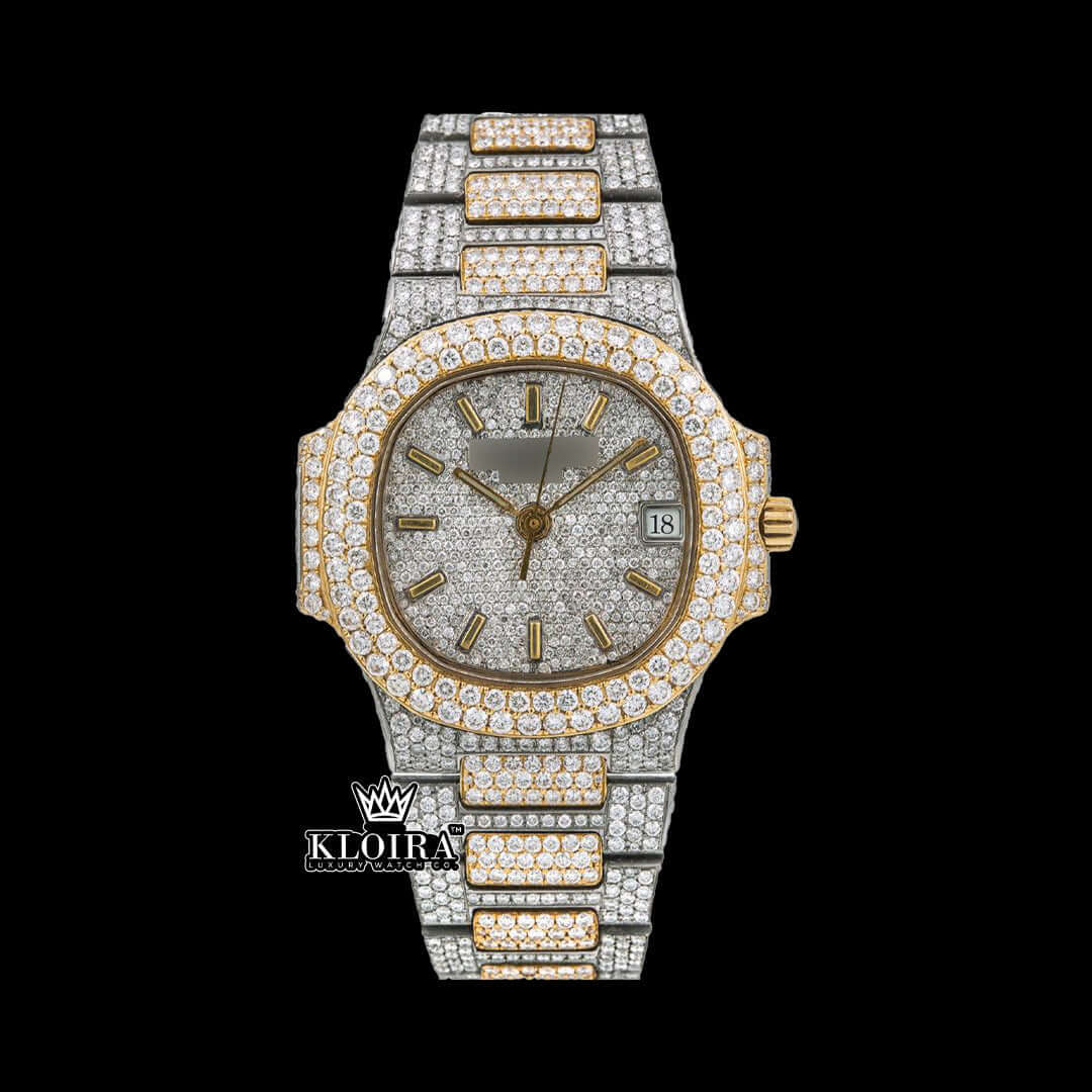 Golden Nova Moissanite Diamond Watch 14K Gold VVS 20 Carat 42mm Front