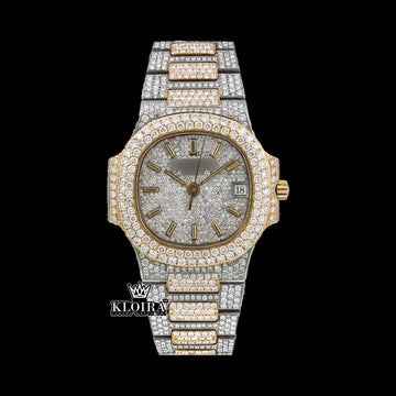 Golden Nova Moissanite Diamond Watch 14K Gold VVS 20 Carat 42mm Front