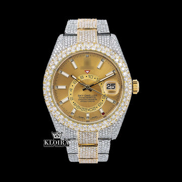 GoldenSky Moissanite Diamond Watch 14K Gold VVS 18 Carat 42mm Front