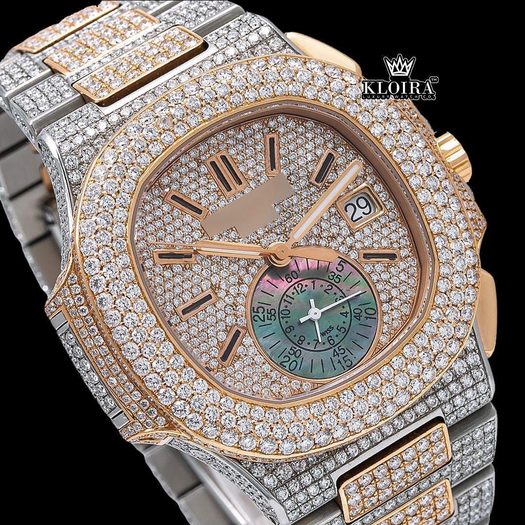 Goldenhalo Moissanite Diamond Watch 14K Gold VVS 22 Carat 42mm Front