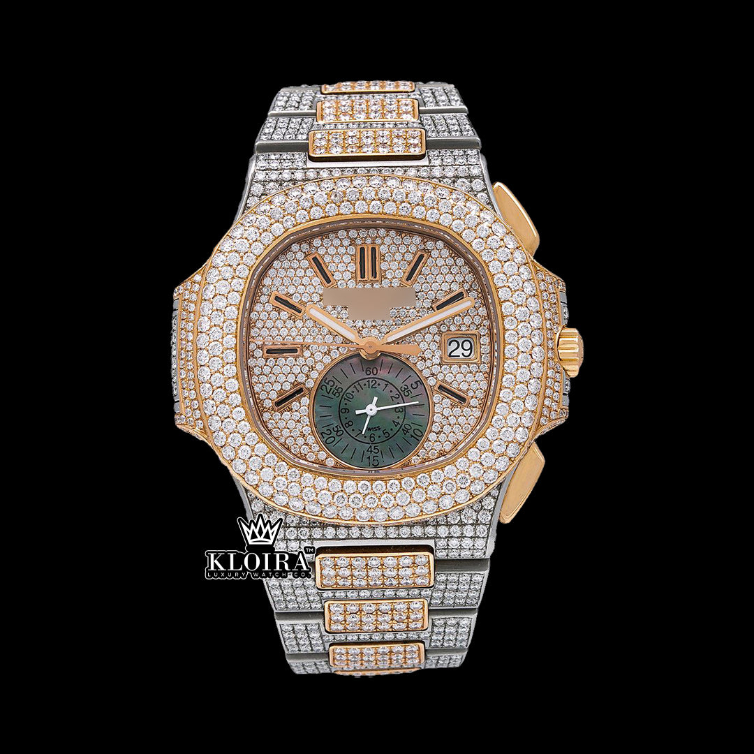 Goldenhalo Moissanite Diamond Watch 14K Gold VVS 22 Carat 42mm Front