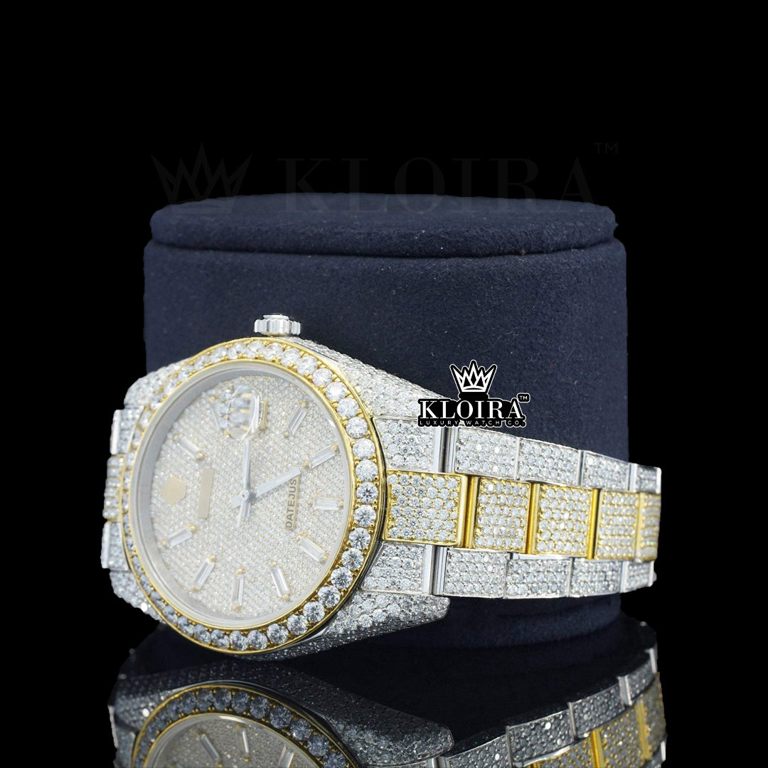 Goldglint Moissanite Diamond Watch 14K Gold VVS 22 Carat 42mm Front
