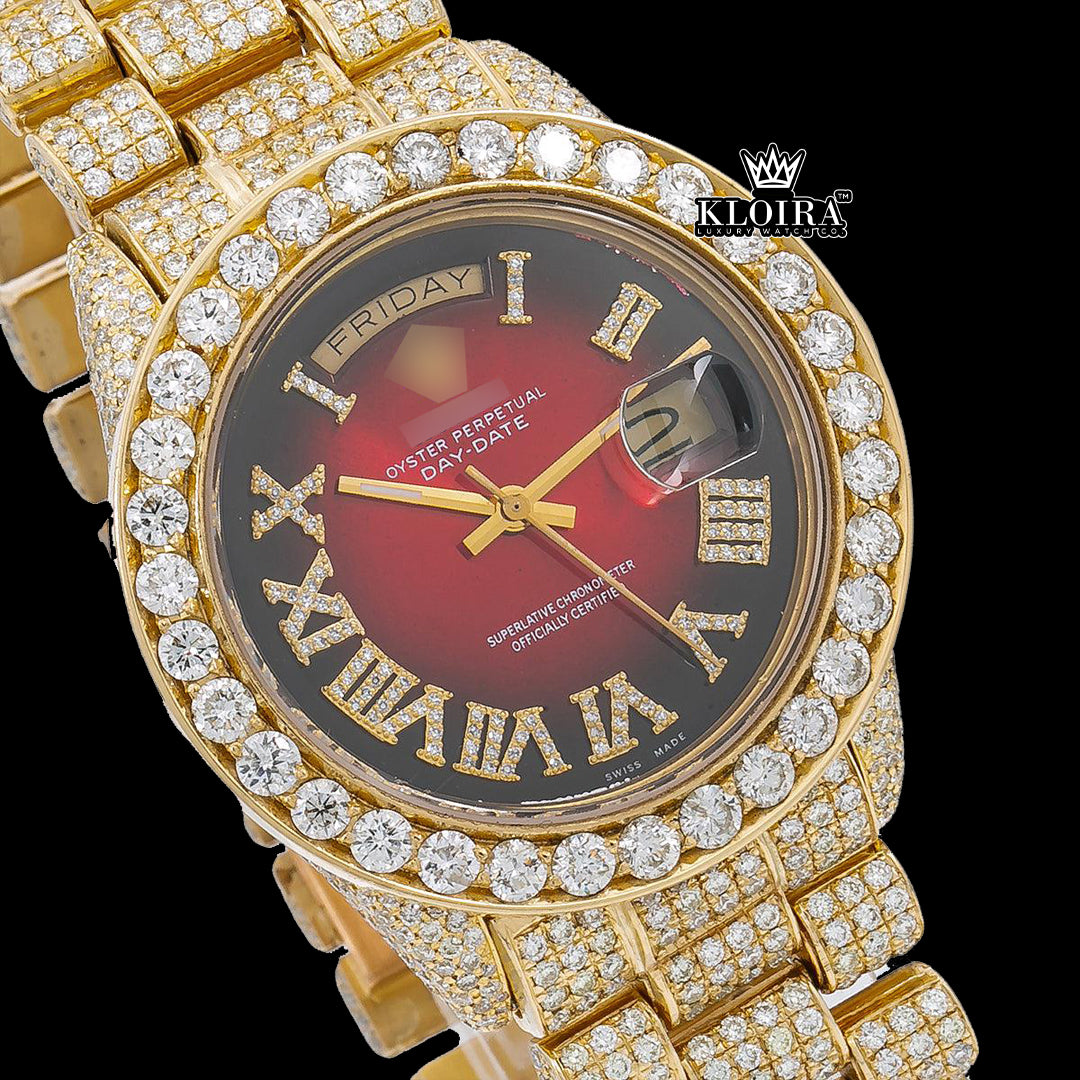 Harmony Moissanite Diamond Watch 14K Gold VVS 20 Carat 42mm Front