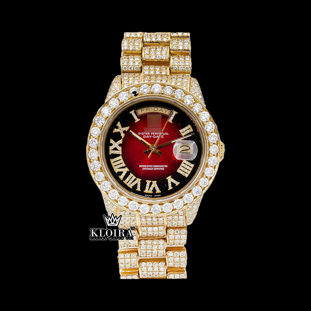 Harmony Moissanite Diamond Watch 14K Gold VVS 20 Carat 42mm Front
