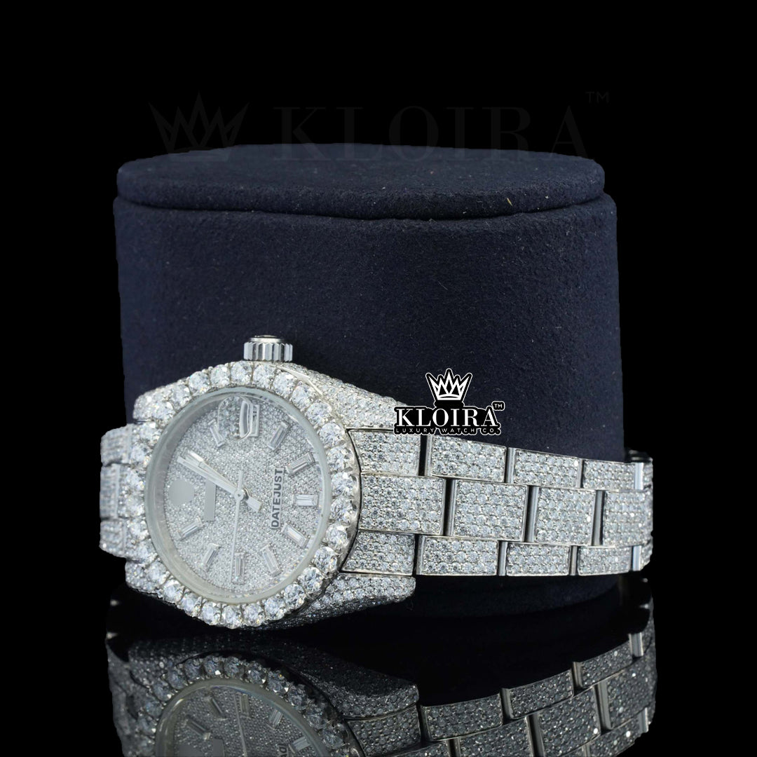 IceSpark Moissanite Diamond Watch 14K Gold VVS 22 Carat 42mm Front
