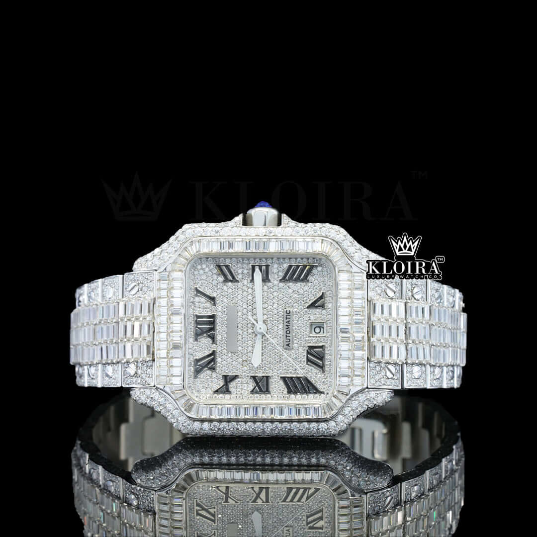 Icelaire Lab-Grown Diamond Watch 14K Gold VVS 31 Carat 42mm Front