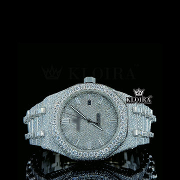 Iced Numerals Royal Oak Moissanite Diamond Watch14K Gold VVS 29 Carat 41mm Front