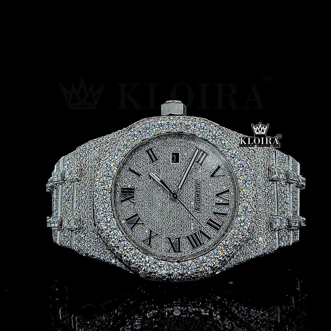Iced Out AP Moissanite Watch Front View.
