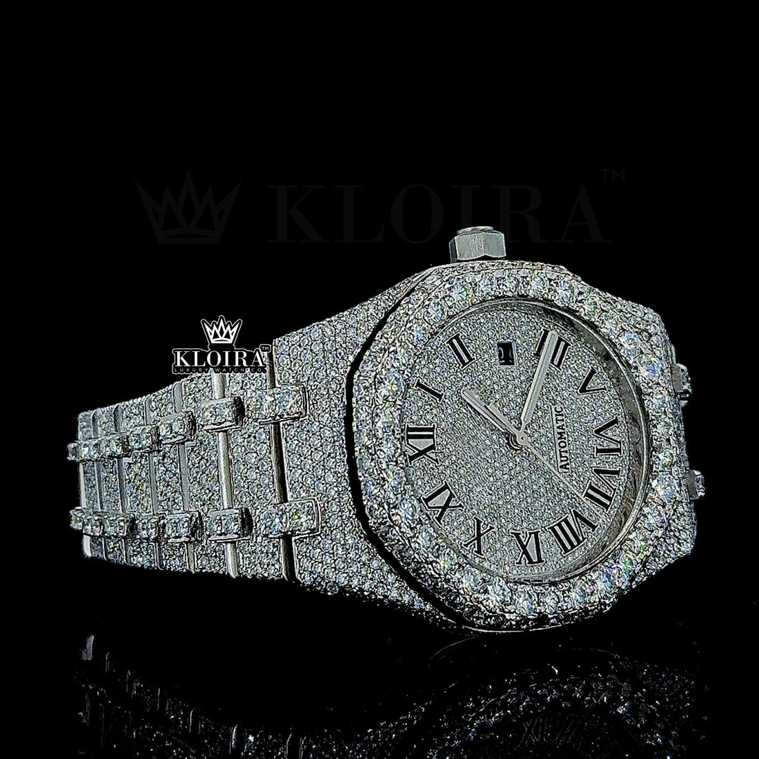 Iced Out AP Moissanite Watch Front View.