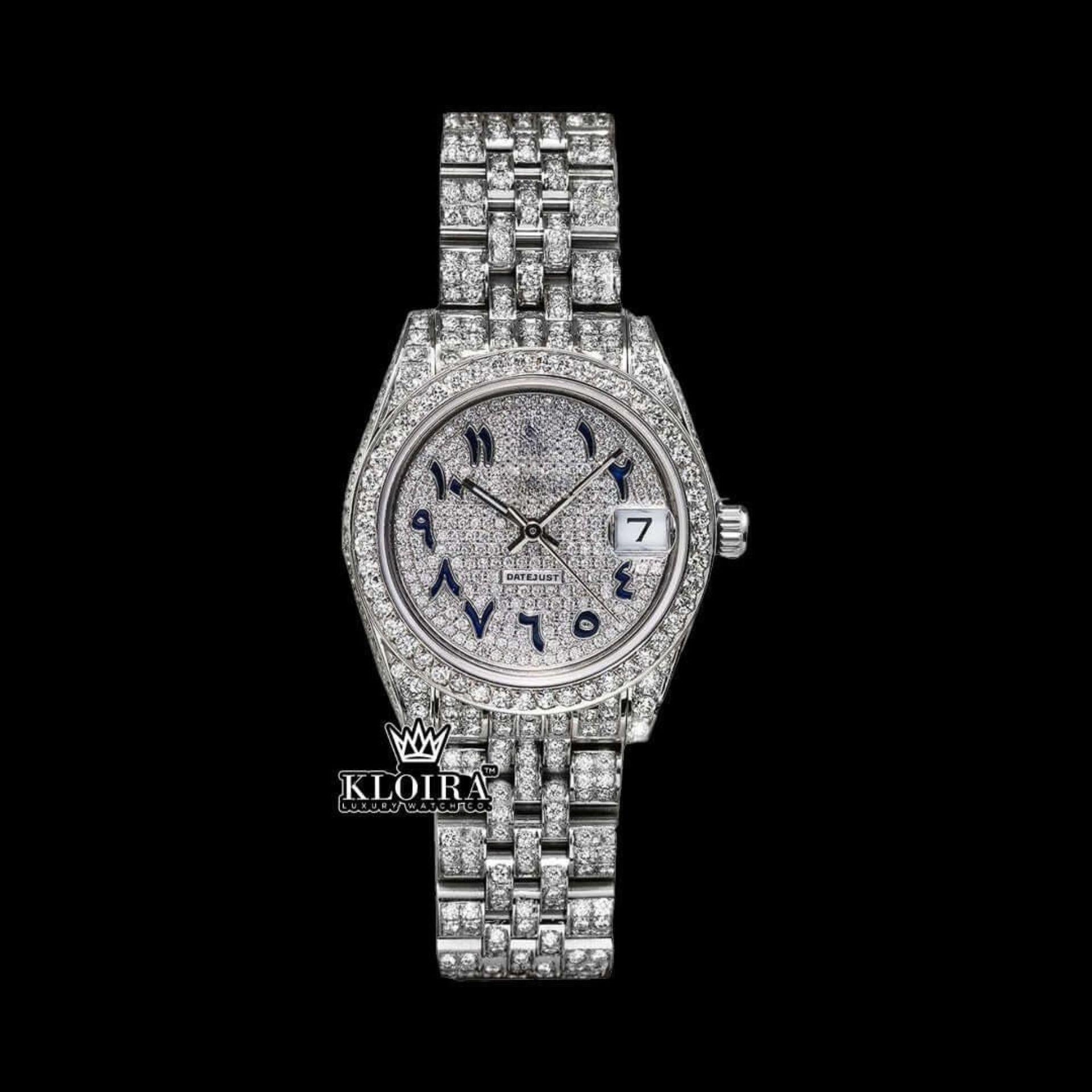 Iced Out Arabic Dial Moissanite Diamond Luxury Watch Front View