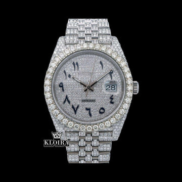 Iced Out Arabic Numerals Moissanite Watch 14K 42mm Front View