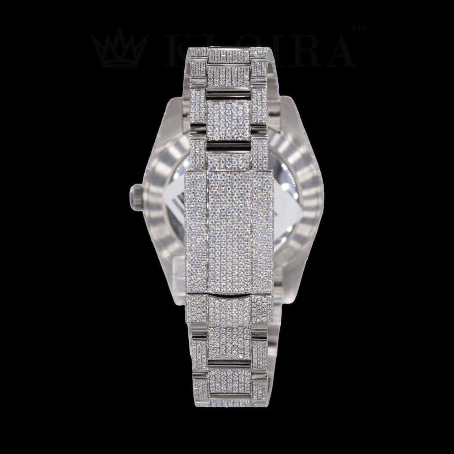 Iced Out Date Display Stick Dial Moissanite Diamond Watch