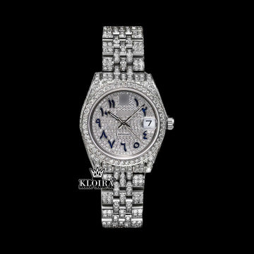Front View of Iced Out Rolex Moissanite Watch