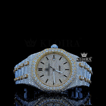 Imperial Glow Royal Oak Moissanite Diamond Watch 14K Gold VVS 29 Carat 36mm Front
