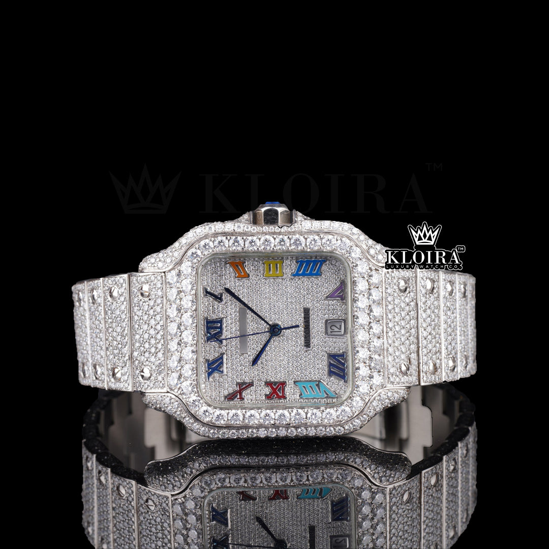 Romalume Natural Diamond Watch 14K Gold VVS 23 Carat 42mm Front