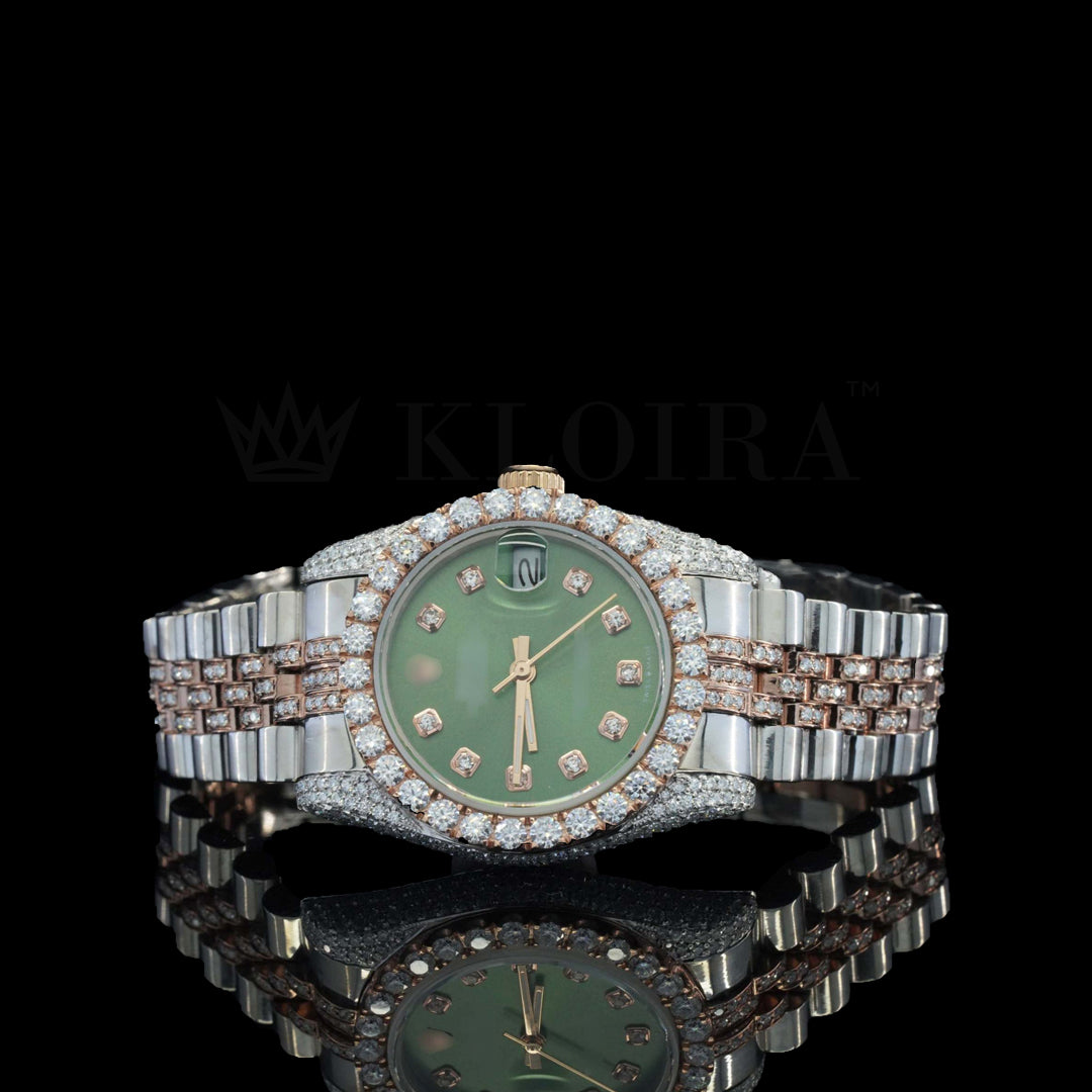 Jade Moissanite Diamond Watch Silver VVS 14 Carat 42mm Men