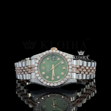 Jade Moissanite Diamond Watch Yellow 14K Gold VVS 14 Carat 42mm Front