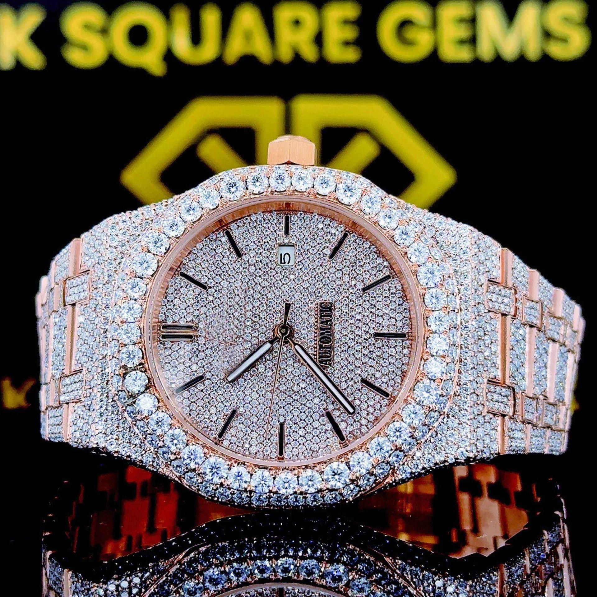 K Square Tow Tone Rose Gold Customised Moissanite Watch 