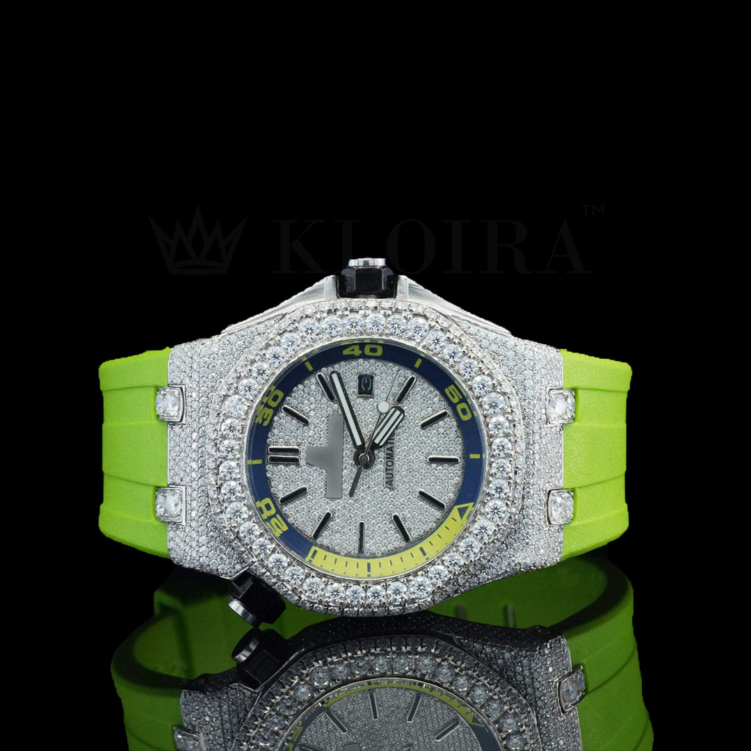 Limelight Moissanite Diamond Watch Silver VVS 14 Carat 42mm Men