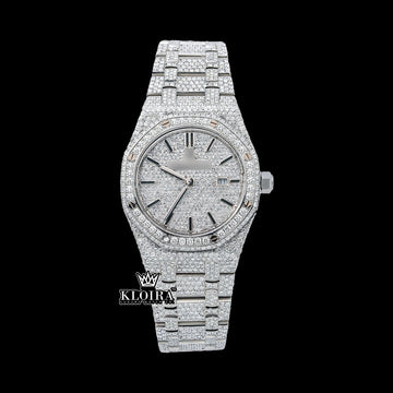 Luminara Moissanite Diamond Watch 14K Gold VVS 20 Carat 42mm Front
