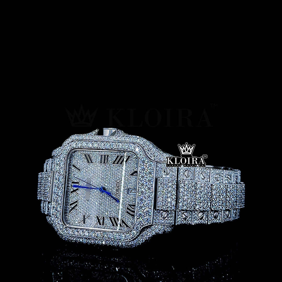 Solarius Moissanite Diamond Watch 14K Gold VVS 24 Carat 42mm Front