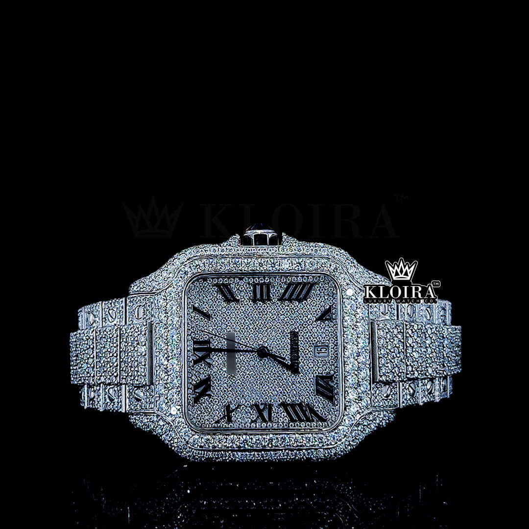 Solarius Moissanite Diamond Watch 14K Gold VVS 24 Carat 42mm Front
