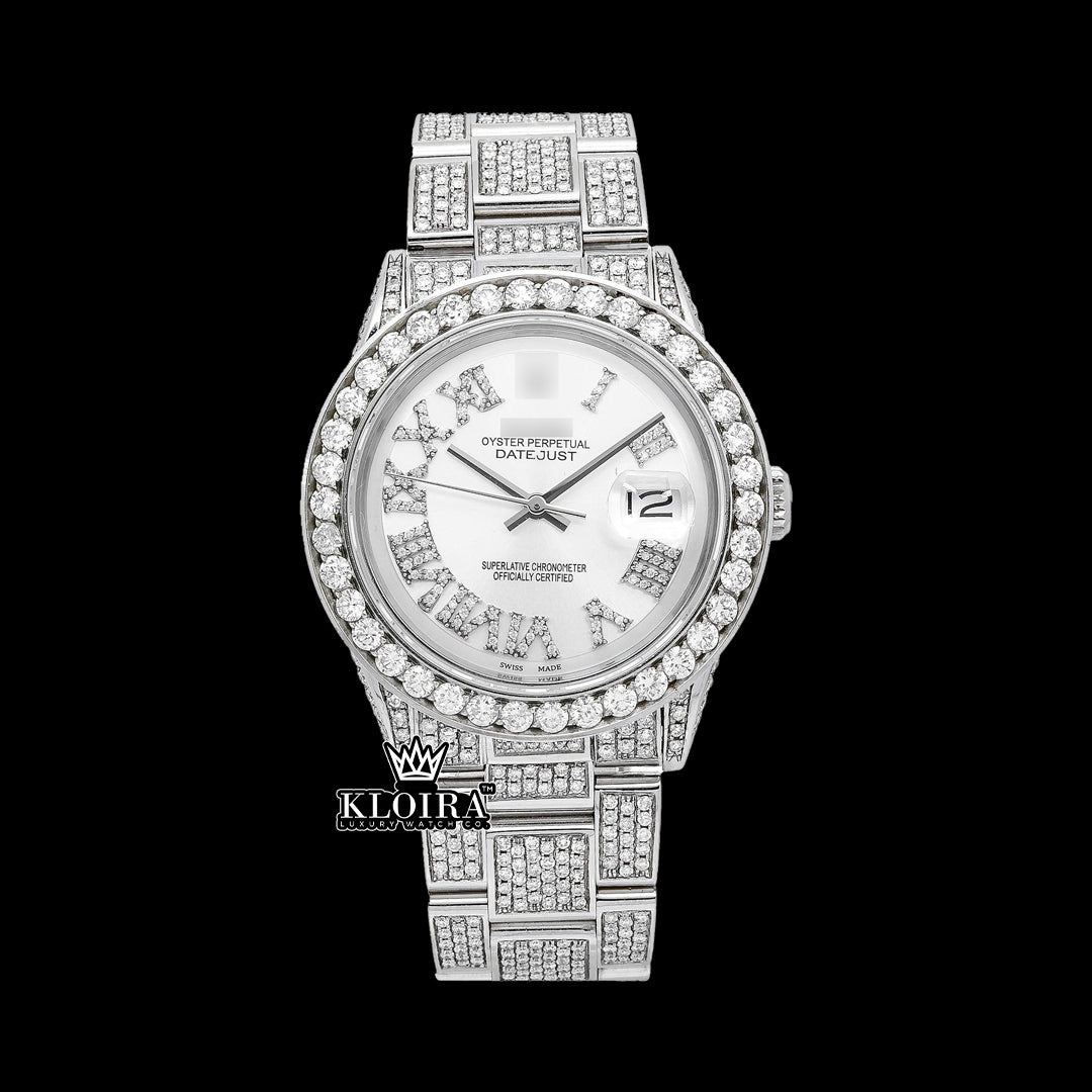 Luminique Moissanite Diamond Watch Silver VVS 18 Carat 42mm Men Front