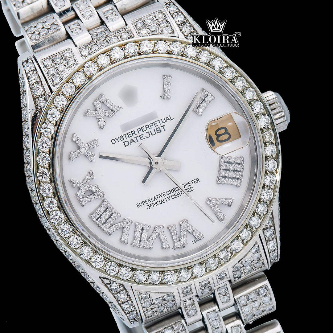 LuminousElegance Moissanite Diamond Watch 14K Gold VVS 19 Carat 42mm Front