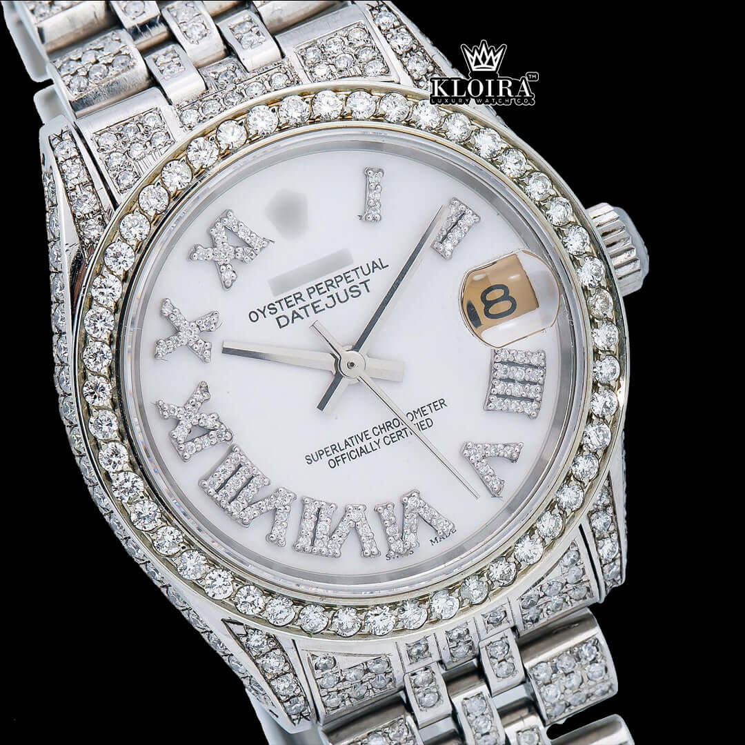 LuminousElegance Moissanite Diamond Watch 14K Gold VVS 19 Carat 42mm Front