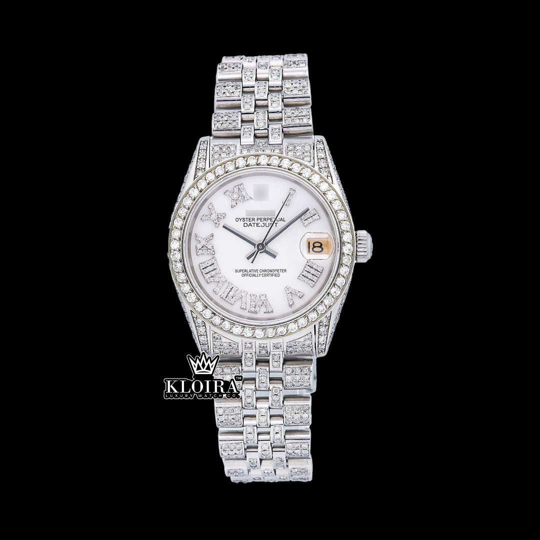LuminousElegance Moissanite Diamond Watch 14K Gold VVS 19 Carat 42mm Front
