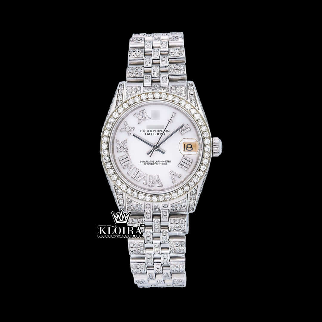 LuminousElegance Moissanite Diamond Watch 14K Gold VVS 19 Carat 42mm Front
