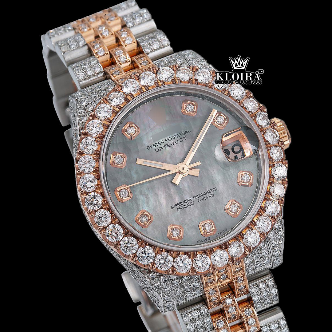 LunarGlimmer Moissanite Diamond Watch 14K Gold VVS 20 Carat 42mm Front