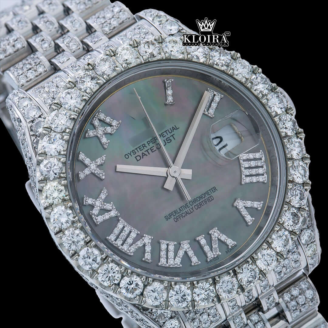 Lunar Moissanite Diamond Watch 14K Gold VVS 20 Carat 42mm Front