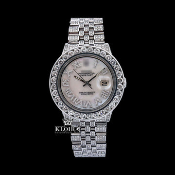 LustreShine Moissanite Diamond Watch 14K Gold VVS 19 Carat 42mm Front