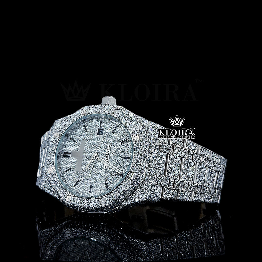 LustreSphere Moissanite Diamond Watch 14K Gold VVS 24 Carat 42mm Front