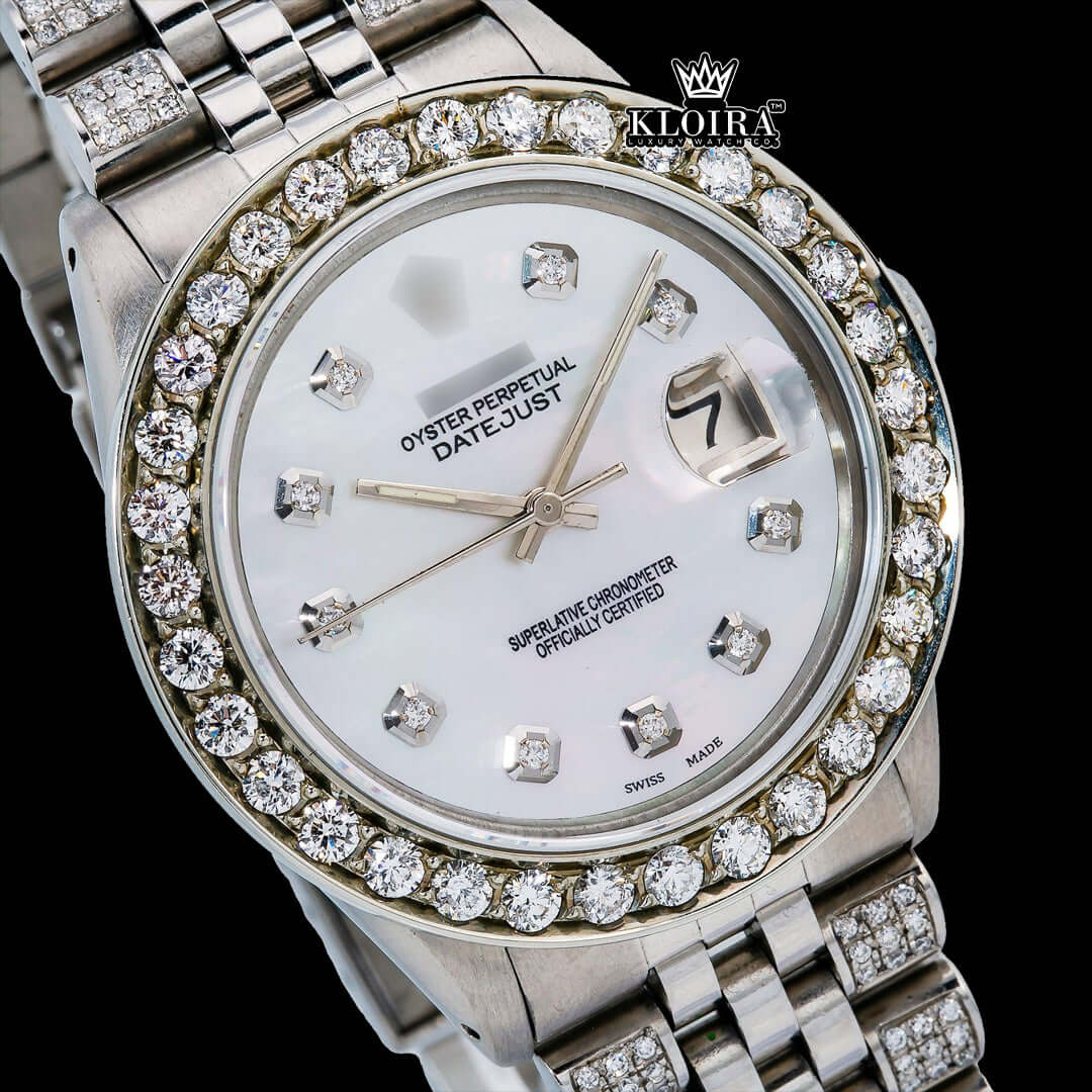Lustre Moissanite Diamond Watch 14K Gold VVS 14 Carat 42mm Front