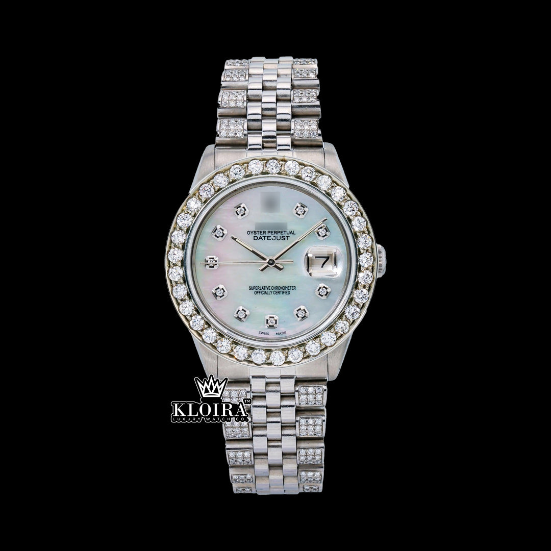 Lustre Moissanite Diamond Watch 14K Gold VVS 14 Carat 42mm Front