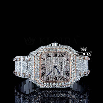Lustrelia Moissanite Diamond Watch 14K Gold VVS 24 Carat 42mm Front