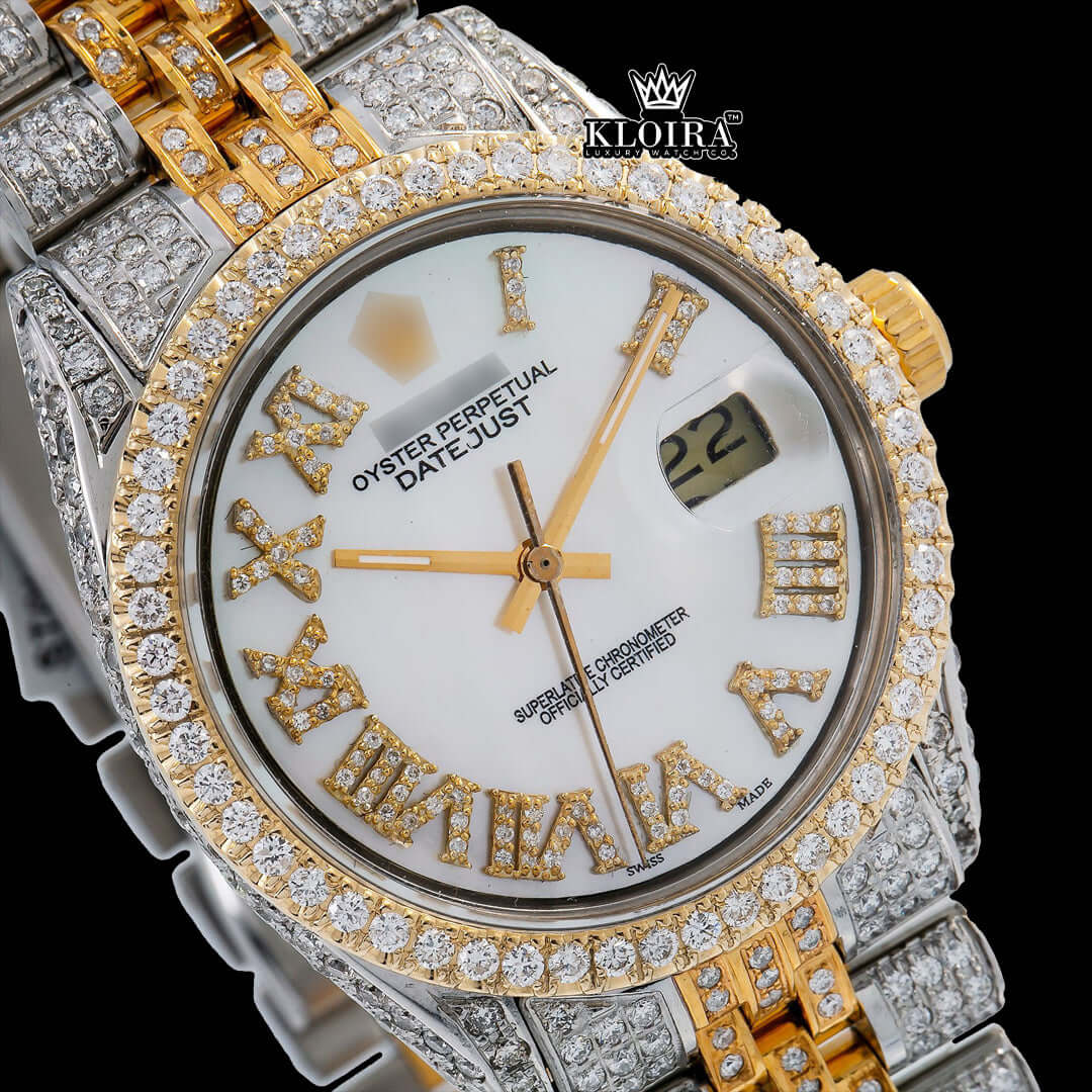 LustrousEminence Moissanite Diamond Watch 14K Gold VVS 18 Carat 42mm Front