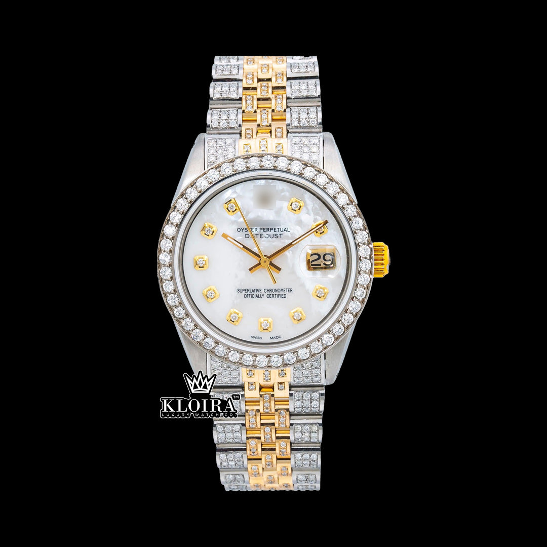 LuxeLuster Moissanite Diamond Watch 14K Gold VVS 18 Carat 42mm front
