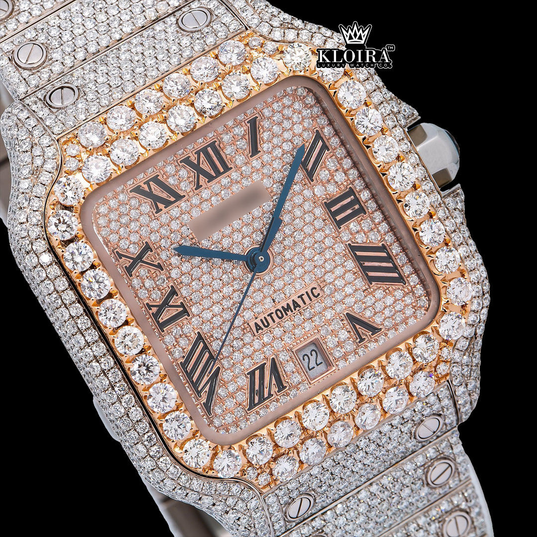 Aurum Pulse Moissanite Diamond Watch Silver VVS 22 Carat 42mm Men Front