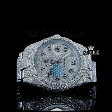 LuxeTime Moissanite Diamond Watch 14K Gold VVS 24 Carat 42mm Front